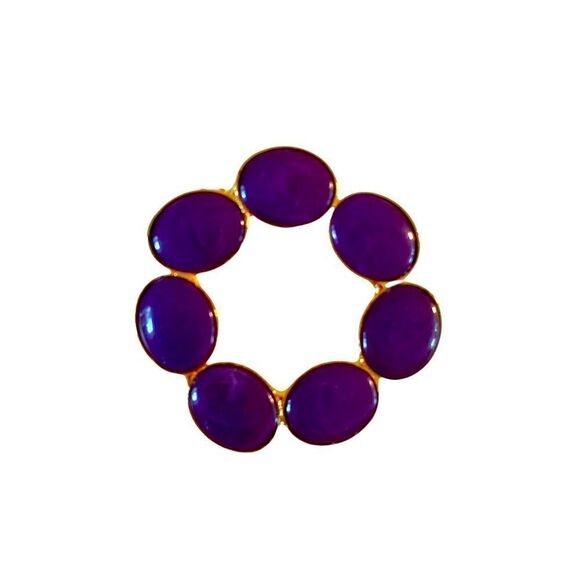 Sweet Vintage Royal Purple & Gold Toned Hat/Lapel Pin. - Picture 3 of 5